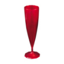 10 flûtes à Champagne en plastique rigide monobloc rouge carmin 13 cl
