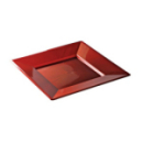 12 assiettes en plastique rigide carré rouge carmin PRESTIGE 18 cm