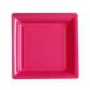 12 Assiettes carrées en plastique fuchsia 23.5 cm