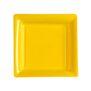 12 Assiettes carrées en plastique jaune 23.5 cm