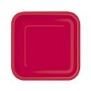 14 Grandes assiettes rouges carrées en carton 23 cm