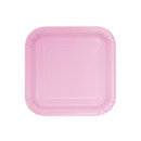 16 Petites assiettes carrées rose clair en carton 17 cm