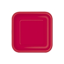 16 Petites assiettes rouges carrées en carton 18 cm