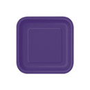 16 Petites assiettes violettes carrées en carton 18 cm