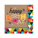 16 Serviettes en papier Anniversaire coloré 33 x 33 cm