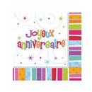16 Serviettes en papier Anniversaire Radieux 33 x 33 cm