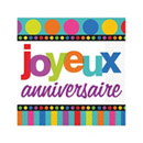 16 Serviettes en papier Anniversaire Rayures et pois 33 x 33 cm