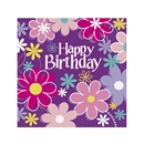 16 Serviettes en papier Happy Birthday fleurs 33 x 33 cm