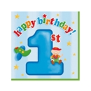 16 Serviettes en papier 1er Anniversaire 33 x 33 cm