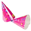 5 chapeaux en papier rose motif cotillons
