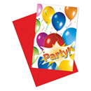 6 Cartes d'invitation ballons volants