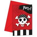 6 Cartes d'invitation + enveloppes carte au trésor pirates