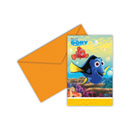 6 Cartes d'invitation + enveloppes Le monde de Dory
