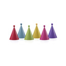 6 Chapeaux de fête colorés avec pompons