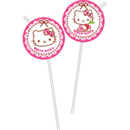 6 Pailles médaillon Hello Kitty