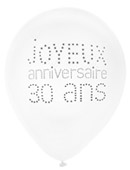 8 Ballons 30 ans Anniversaire chic