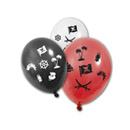 8 Ballons rouges, blancs et noirs Pirate