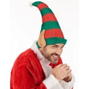 Bonnet lutin du Père Noël rayé avec oreilles adulte