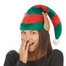 Bonnet lutin du Père Noël rayé avec oreilles adulte