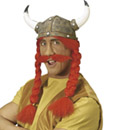 Casque gaulois avec nattes et moustaches adulte