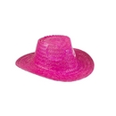 Chapeau cowboy rose en paille adulte