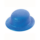 Chapeau melon pailletté bleu adulte