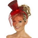 Mini chapeau haut de forme rouge femme