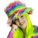 Chapeau peluche arc-en-ciel adulte