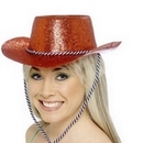 Chapeau cowgirl rouge à paillettes