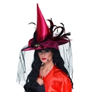 Chapeau sorcière luxe rouge femme Halloween