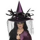 Chapeau sorcière luxe violet femme Halloween