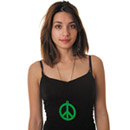 Collier pendentif peace vert fluo adulte