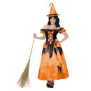 Déguisement sorcière noir et orange femme Halloween