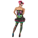 Déguisement squelette coloré femme Halloween