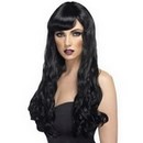 Perruque longue ondulée noire femme