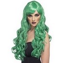 Perruque longue ondulée verte femme