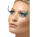 Faux cils noirs avec grandes plumes bleues adulte