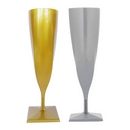 Flûtes à champagne plastique or et argent x 4