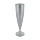 10 flûtes à Champagne en plastique rigide monobloc argent 13 cl