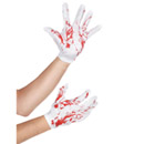 Gants courts blancs tachés de sang adulte Halloween