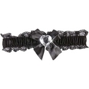 Jarretière sexy dentelle noire coeur argent femme