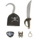 Kit de pirate - Sabre, crochet, insigne et cache eil et boucle d\'oreilles Enfant