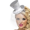 Mini chapeau haut de forme argent femme