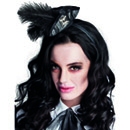 Mini tricorne pirate avec plumes noires femme