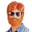 Perruque avec barbe et moustache rousse homme