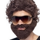 Perruque avec barbe marron adulte