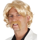 Perruque blonde avec moustache homme