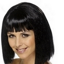 Perruque brune avec frange femme