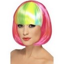 Perruque carrée rose frange multicolore femme