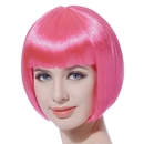 Perruque courte rose fluo femme